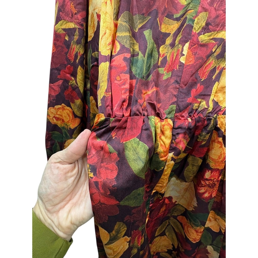 Petal and Pup Zimmer Floral Satin Maxi Dress Sangria Bloom‎ Boho Romantic Chic S - Picture 7 of 8